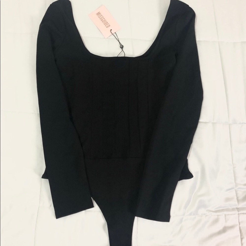 Long sleeve bodysuit with corset detail